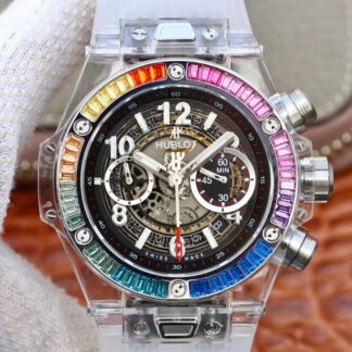 AAA Replica Hublot Big Bang Unico 411.JX.4802.RT Rainbow Diamond Mens Watch