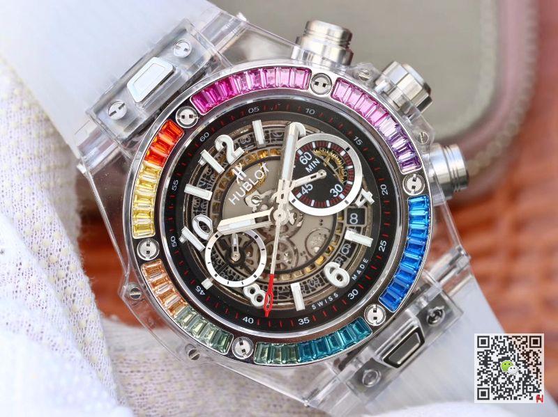 AAA Replica Hublot Big Bang Unico 411.JX.4802.RT Rainbow Diamond Mens Watch