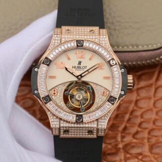 AAA Replica Hublot Big Bang Tourbillon Rose Gold Diamond Mens Watch