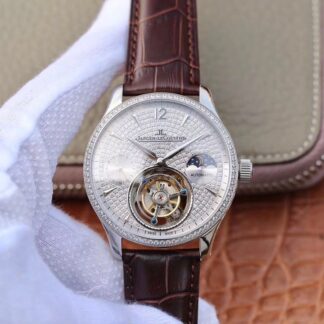 AAA Replica Jaeger LeCoultre Master Tourbillon Moonphase White Gold Diamond Mens Watch