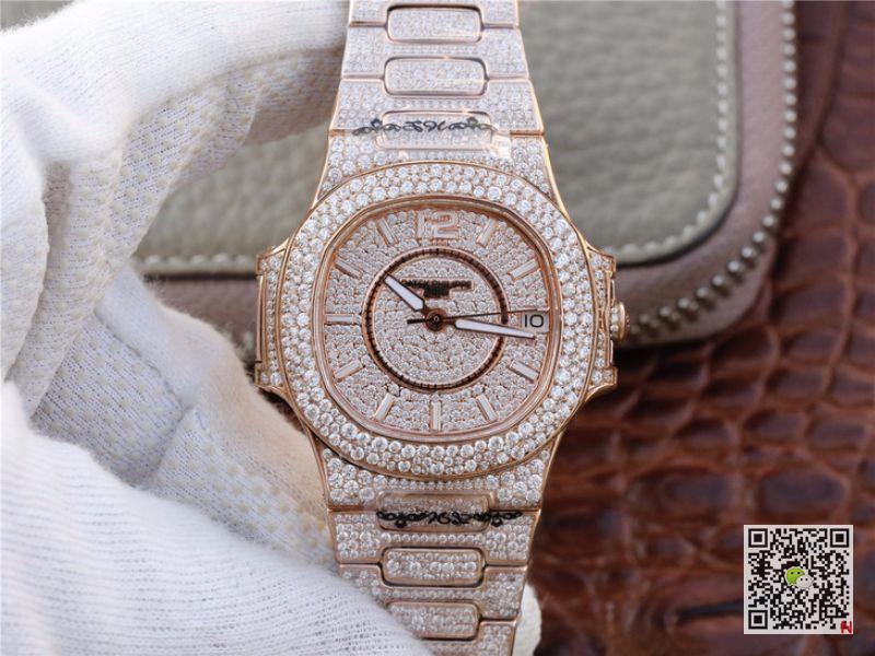 AAA Replica Patek Philippe Nautilus Jumbo 7021/1R-001 Rose Gold Diamond Mens Watch