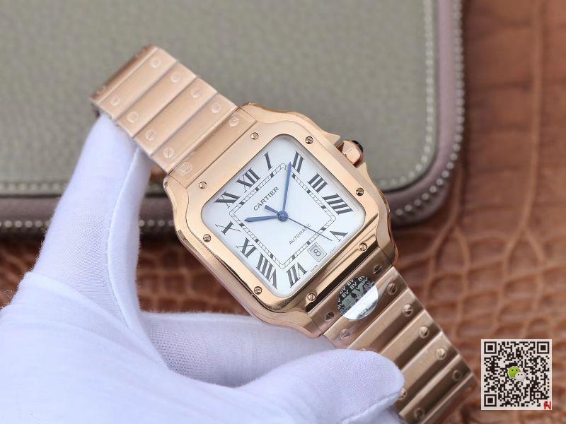 AAA BV Factory Replica Cartier Santos 100 WGSA0009 Rose Gold Mens Watch