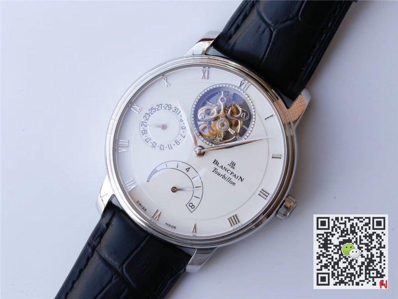 AAA JB Factory Replica Blancpain Villeret Tourbillon 6025-1542-55B White Mens Watch