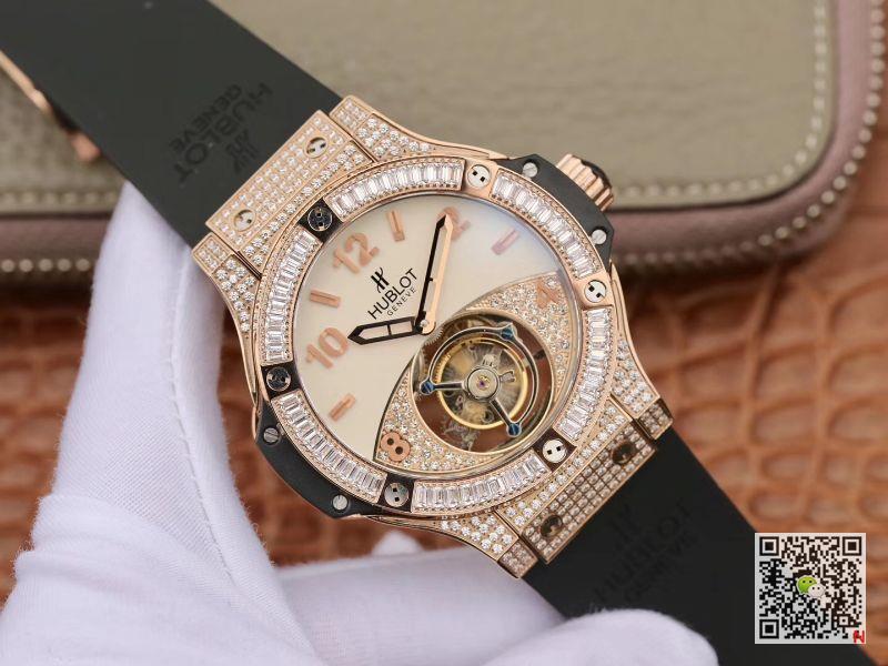 AAA Replica Hublot Big Bang Tourbillon Rose Gold Diamond Mens Watch