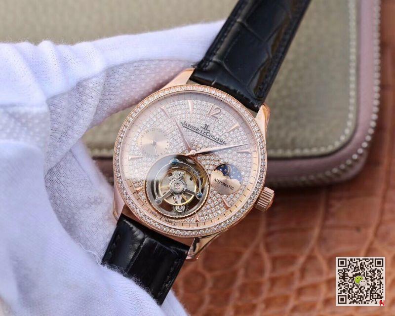 AAA Replica Jaeger LeCoultre Master Tourbillon Moonphase Rose Gold Diamond Mens Watch