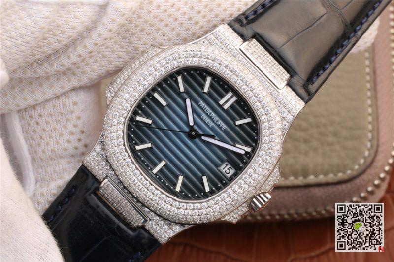 AAA KM Factory Replica Patek Philippe Nautilus Jumbo 5719/1G-001 Diamond Mens Watch