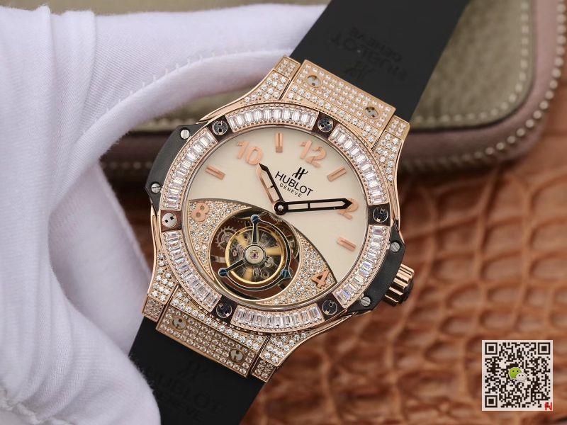 AAA Replica Hublot Big Bang Tourbillon Rose Gold Diamond Mens Watch