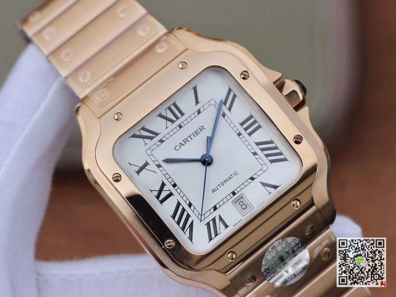 AAA BV Factory Replica Cartier Santos 100 WGSA0009 Rose Gold Mens Watch