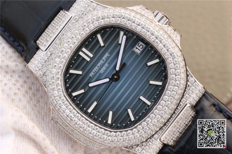 AAA KM Factory Replica Patek Philippe Nautilus Jumbo 5719/1G-001 Diamond Mens Watch