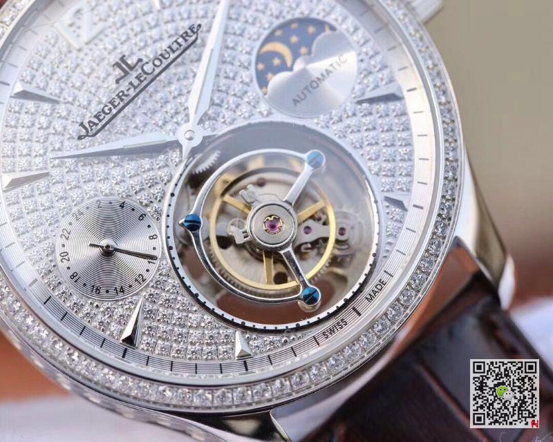 AAA Replica Jaeger LeCoultre Master Tourbillon Moonphase White Gold Diamond Mens Watch