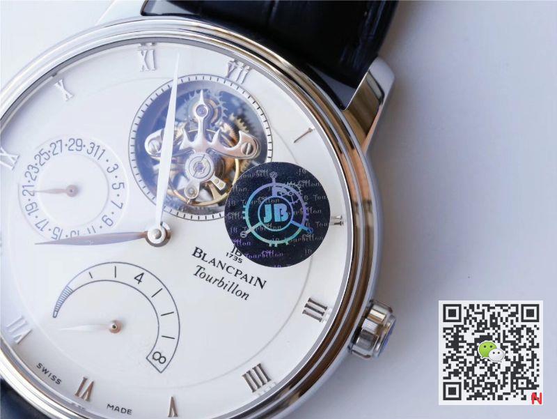 AAA JB Factory Replica Blancpain Villeret Tourbillon 6025-1542-55B White Mens Watch