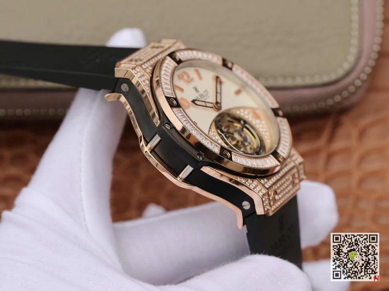 AAA Replica Hublot Big Bang Tourbillon Rose Gold Diamond Mens Watch