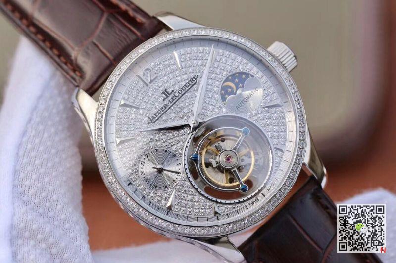 AAA Replica Jaeger LeCoultre Master Tourbillon Moonphase White Gold Diamond Mens Watch