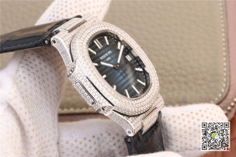 AAA KM Factory Replica Patek Philippe Nautilus Jumbo 5719/1G-001 Diamond Mens Watch