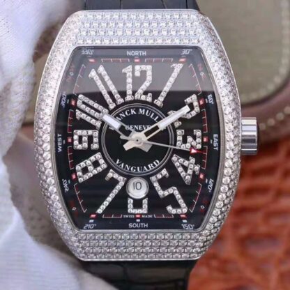 AAA Replica Franck Muller Vanguard Diamond V45 SC DT AC BR NR Black Mens Watch