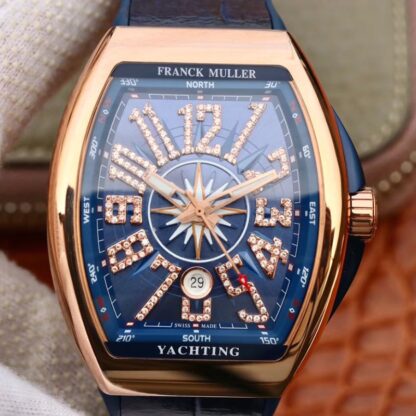 AAA Replica Franck Muller Vanguard Yachting Diamond V45 CC DT AC BL Rose Gold Mens Watch