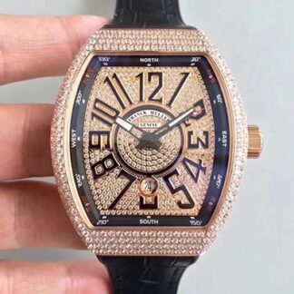 AAA Replica Franck Muller Vanguard V 45 SC DT AC BR NR Rose Gold Diamond Mens Watch