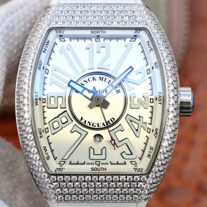 AAA Replica Franck Muller Vanguard Diamond V45 SC DT AC BR NR Silver Mens Watch