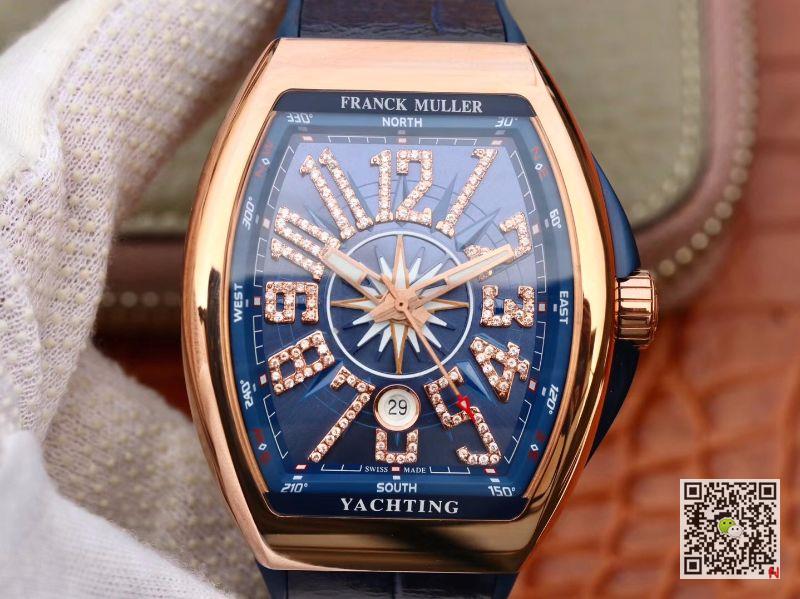 AAA Replica Franck Muller Vanguard Yachting Diamond V45 CC DT AC BL Rose Gold Mens Watch