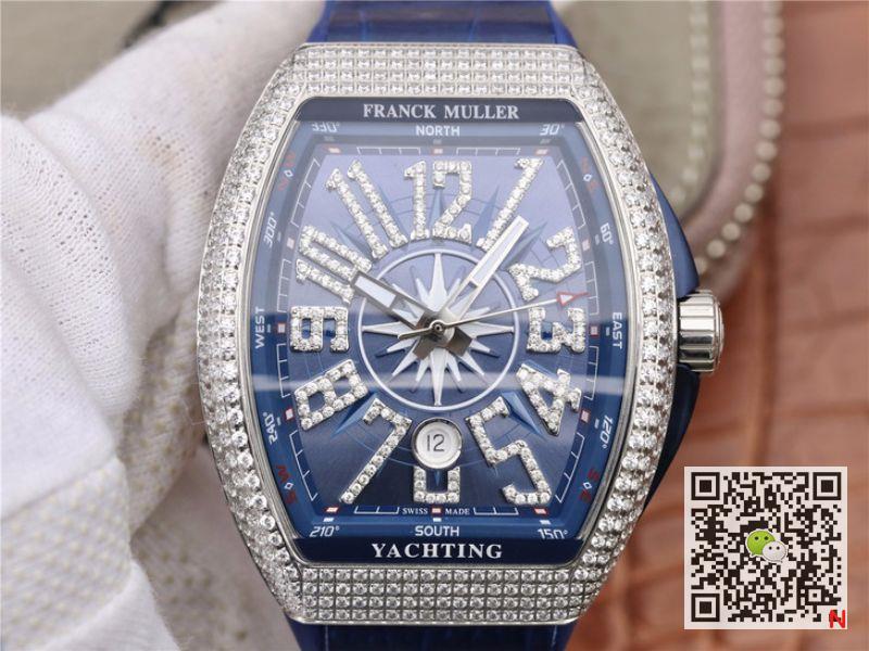 AAA Replica Franck Muller Vanguard Yachting V45 CC DT AC BL Diamond Mens Watch