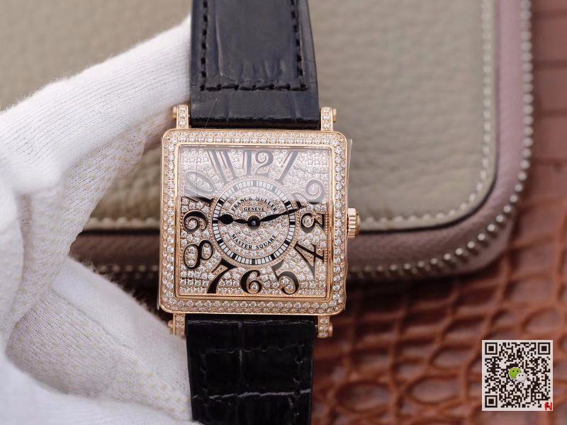 AAA GF Factory Replica Franck Muller Master Square 6002 M QZ REL R D 1R Rose Gold Ladies Watch