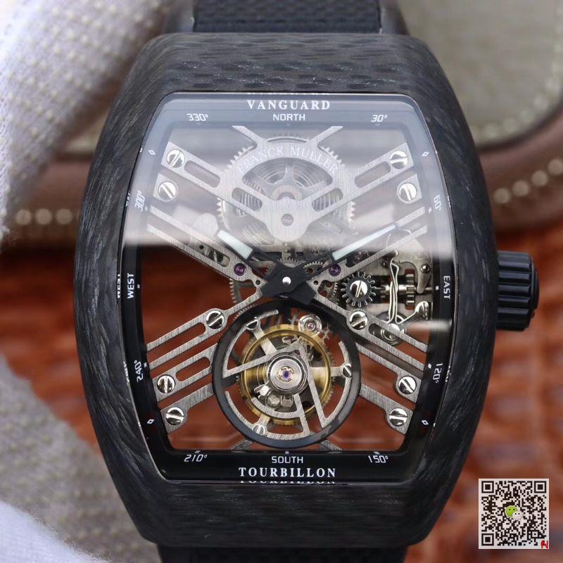 AAA Replica Franck Muller Vanguard Skeleton V45 T SQT 5N BR NR Tourbillon Mens Watch