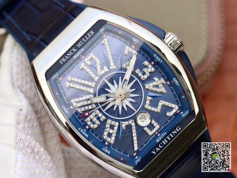 AAA Replica Franck Muller Vanguard Yachting Diamond V45 CC DT AC BL Blue Mens Watch