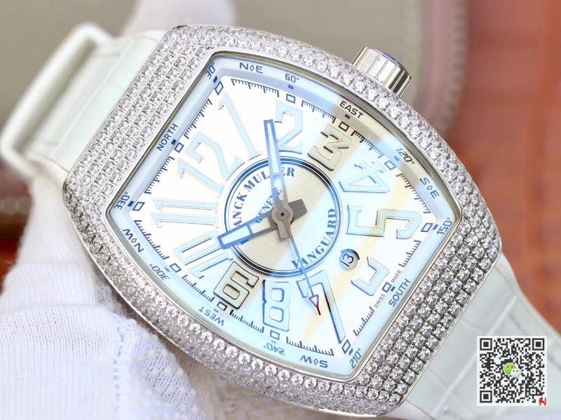 AAA Replica Franck Muller Vanguard Diamond V45 SC DT AC BR NR Silver Mens Watch