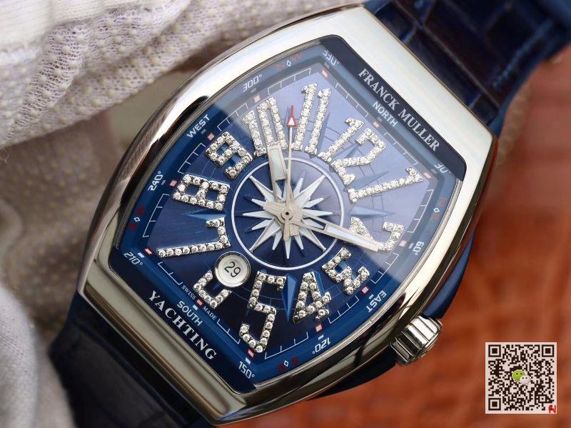 AAA Replica Franck Muller Vanguard Yachting Diamond V45 CC DT AC BL Blue Mens Watch