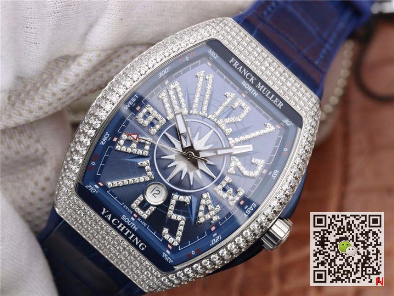 AAA Replica Franck Muller Vanguard Yachting V45 CC DT AC BL Diamond Mens Watch