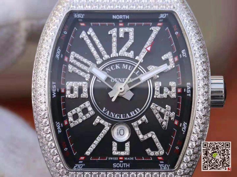 AAA Replica Franck Muller Vanguard Diamond V45 SC DT AC BR NR Black Mens Watch