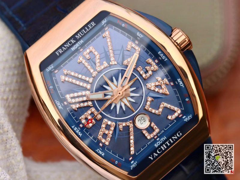 AAA Replica Franck Muller Vanguard Yachting Diamond V45 CC DT AC BL Rose Gold Mens Watch