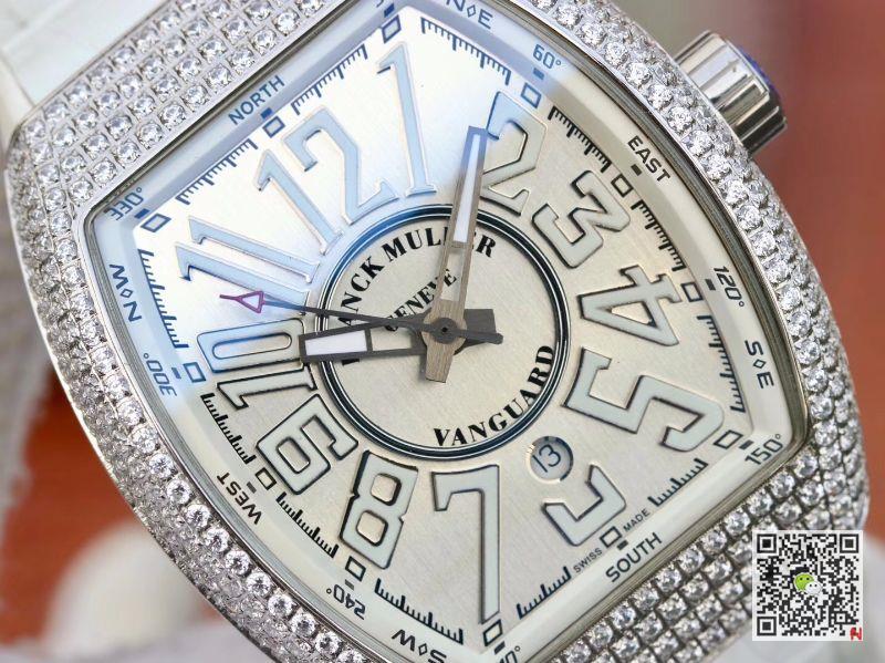 AAA Replica Franck Muller Vanguard Diamond V45 SC DT AC BR NR Silver Mens Watch