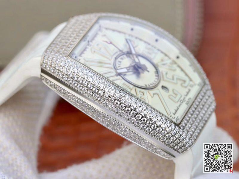 AAA Replica Franck Muller Vanguard Diamond V45 SC DT AC BR NR Silver Mens Watch