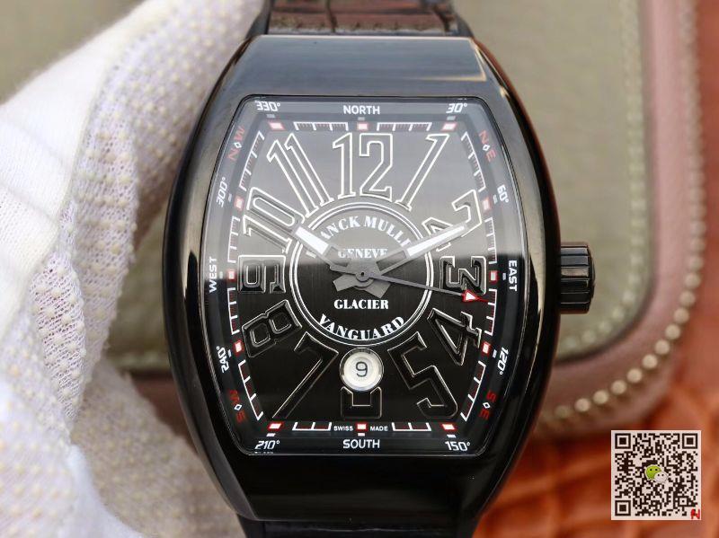 AAA Replica Franck Muller Vanguard V45 SC DT AC BR NR Black Mens Watch