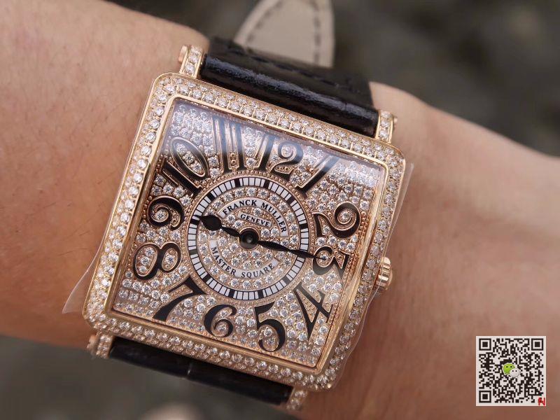 AAA GF Factory Replica Franck Muller Master Square 6002 M QZ REL R D 1R Rose Gold Ladies Watch