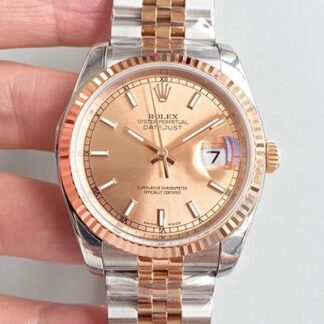 AAA Replica Rolex Datejust 116234 36mm AR Factory Rose Gold Dial Mens Watch