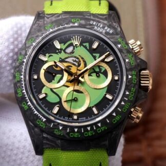 AAA Replica Rolex Daytona Cosmos Chronograph Carbon Fiber Edition Green Exploded Dragon Dial Mens Watch