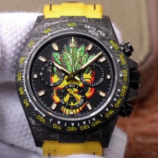 AAA Replica Rolex Daytona Cosmos Chronograph Carbon Fiber Edition Color Skull Dial Mens Watch