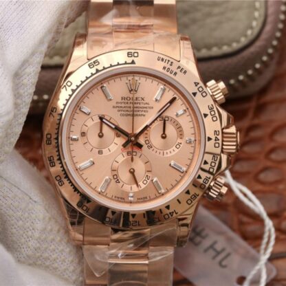 AAA Replica Rolex Daytona Cosmograph 116508 JH Factory Rose Gold Dial Mens Watch