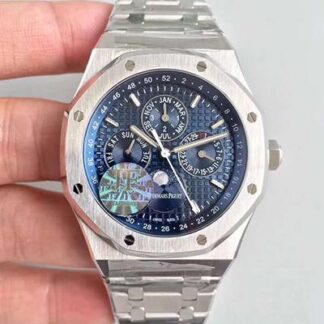 AAA Replica Audemars Piguet Royal Oak Perpetual Calendar 26574ST.OO.1220ST.02 JF Factory Blue Dial Mens Watch