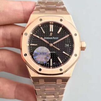 AAA Replica Audemars Piguet Royal Oak Rose Gold 15450 JF Factory V5 Black Dial Mens Watch