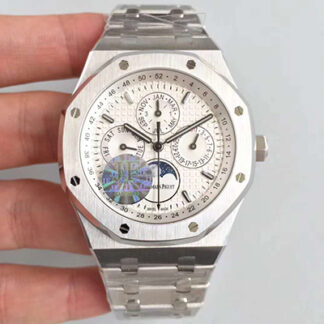 AAA Replica Audemars Piguet Royal Oak Perpetual Calendar 41MM 26574ST.OO.1220ST.01 JF Factory Silver Dial Mens Watch