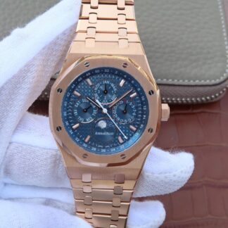 AAA Replica Audemars Piguet Royal Oak Perpetual Calendar 26574OR.OO.1220OR.02 JF Factory Blue Dial Mens Watch