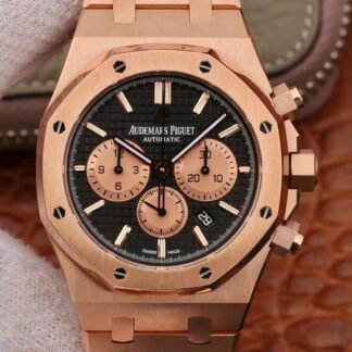 AAA Replica Audemars Piguet Royal Oak Chronograph 18K Rose Gold 26331OR.OO.1220OR.02 OM Factory Black Dial Mens Watch