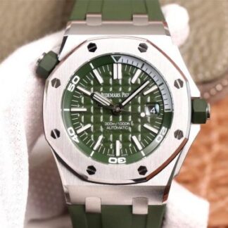 AAA Replica Audemars Piguet Royal Oak Offshore Diver 15710ST.OO.A052CA.01 JF Factory Green Dial Mens Watch