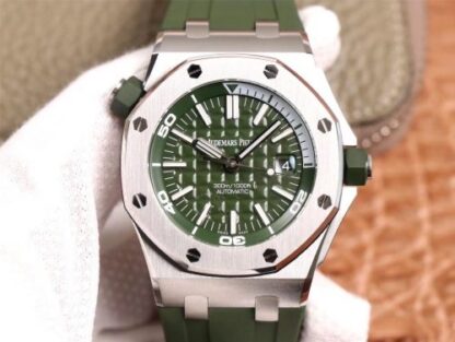 AAA Replica Audemars Piguet Royal Oak Offshore Diver 15710ST.OO.A052CA.01 JF Factory Green Dial Mens Watch