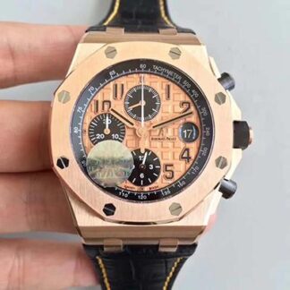 AAA Replica Audemars Piguet Royal Oak Offshore 26470OR.OO.A002CR.01 JF Factory V2 Gold Dial Mens Watch