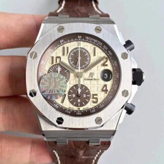 AAA Replica Audemars Piguet Royal Oak Offshore 26470ST.OO.A801CR.01 JF Factory V2 Beige Dial Mens Watch