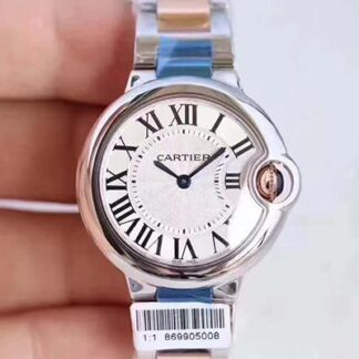 AAA Replica Ballon Bleu De Cartier Ladies W6920033 36MM V6 Factory White Textured Dial Ladies Watch